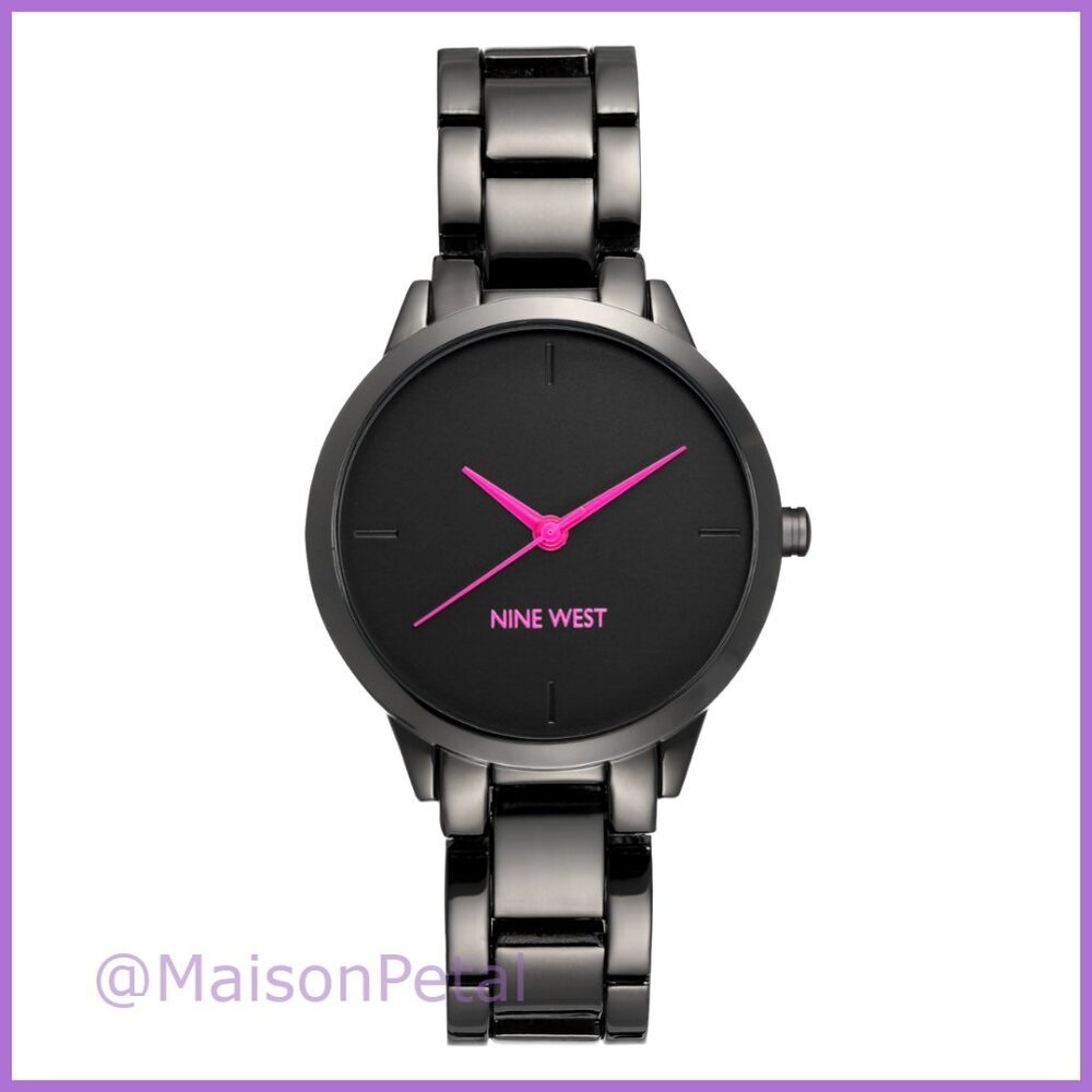 Gunmetal Adjustable Link Bracelet Watch with Mineral Crystal Lens